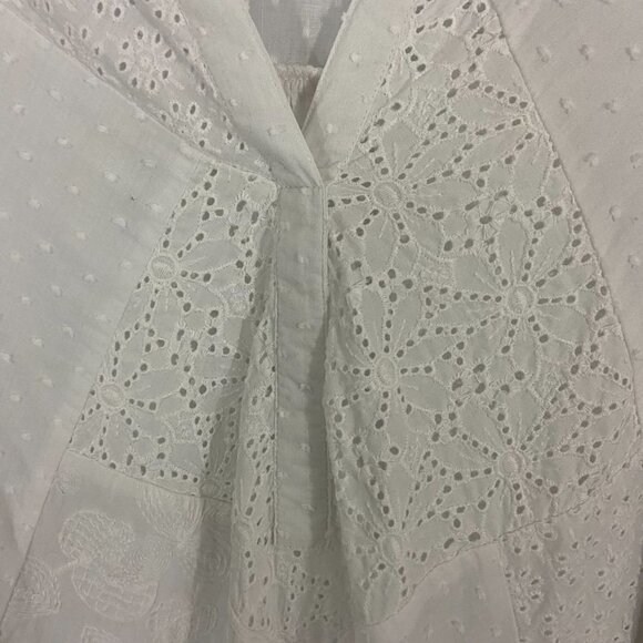 Sundance Women's Long Sleeve Blouse Top Size M Sheer White Cotton Lace V-Neck - Picture 5 of 6